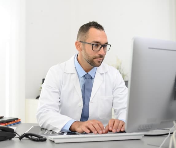 medical provider on computer